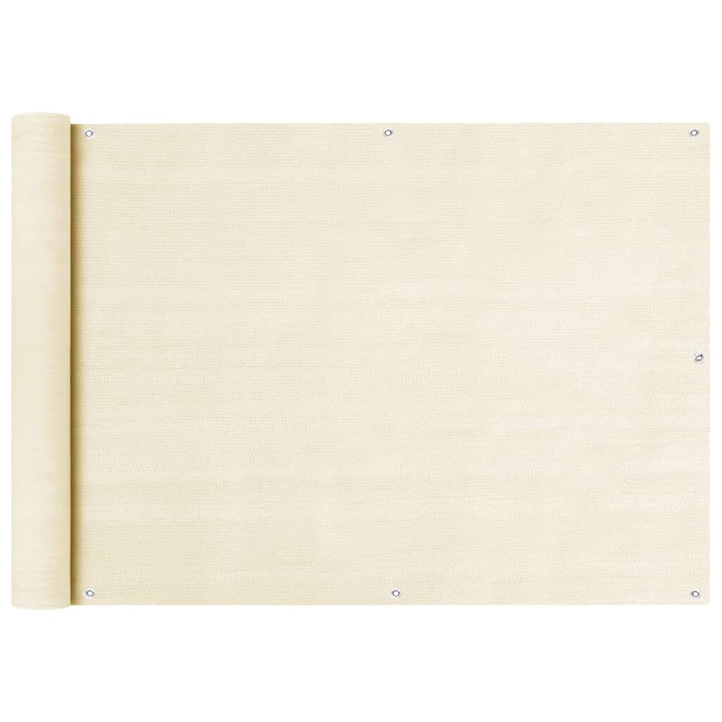 vidaXL Διαχωριστικό Βεράντας Κρεμ 75 x 500 εκ. από HDPE