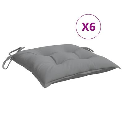 vidaXL Μαξιλάρια Καρέκλας 6 τεμ. Γκρι 50 x 50 x 7 εκ. Υφασμάτινα