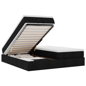 vidaXL Οθωμανικό κρεβάτι με στρώματα Μαύρο 160x200cm Ύφασμα