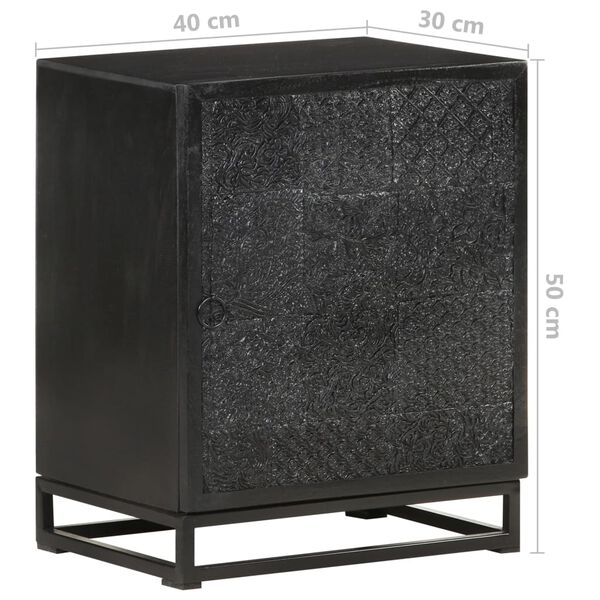 vidaXL Κομοδίνο μαύρο 40x30x50 εκ. Μασίφ Ξύλο Ακακίας και Μάνγκο