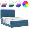 vidaXL Οθωμανικό κρεβάτι με στρώματα & LEDs Σκούρο μπλε Βελούδο