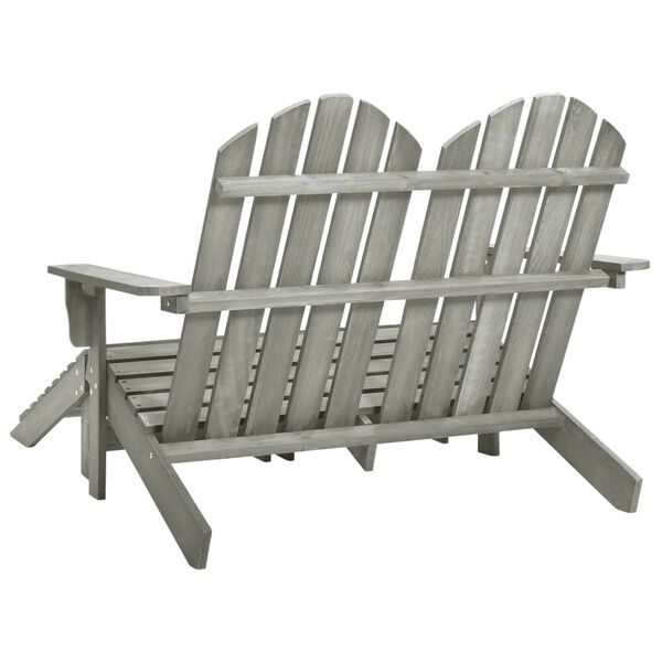 vidaXL Καρέκλα Κήπου Adirondack Διθέσια Γκρι Ξύλο Ελάτης & Υποπόδιο