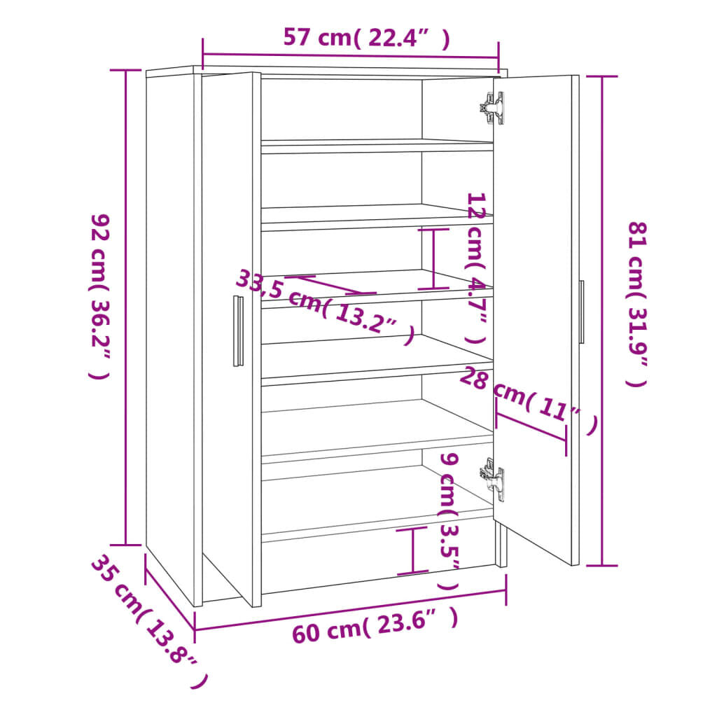 vidaXL Παπουτσοθήκη Γκρι Σκυροδέματος 60 x 35 x 92 εκ. από Επεξ. Ξύλο