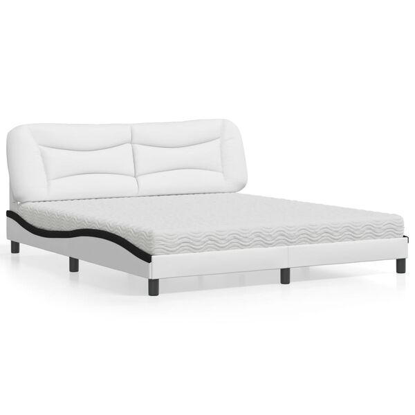 vidaXL Κρεβάτι με Στρώμα Μαύρο/Λευκό 180x200 εκ. από Συνθετικό Δέρμα