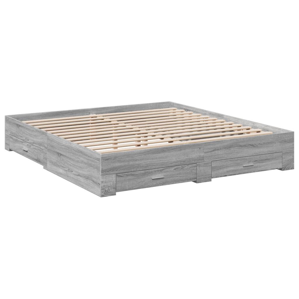 vidaXL Πλαίσιο Κρεβατιού με συρτάρια Γκρι sonoma 180x200εκ. Επεξ. Ξύλο