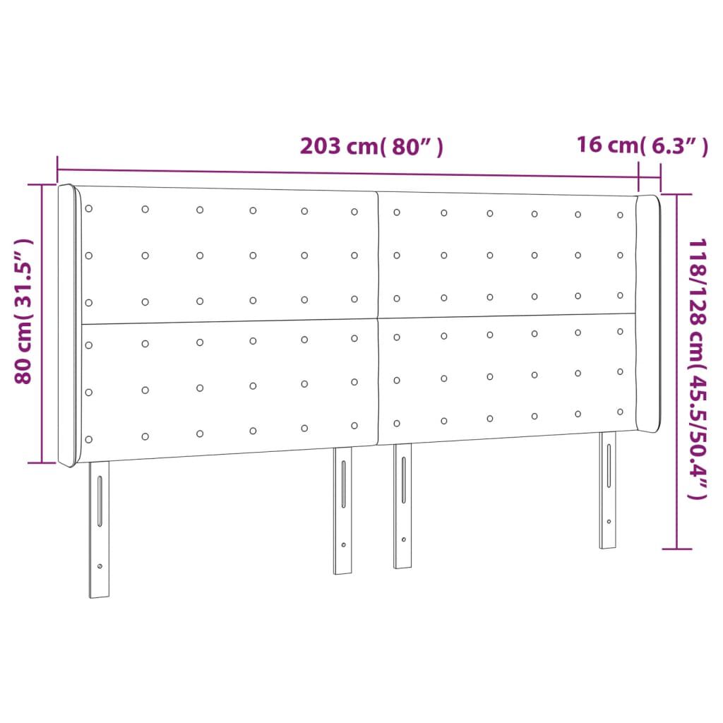 vidaXL Κεφαλάρι Κρεβατιού LED Σκούρο Γκρι 203x16x118/128εκ. Βελούδινο