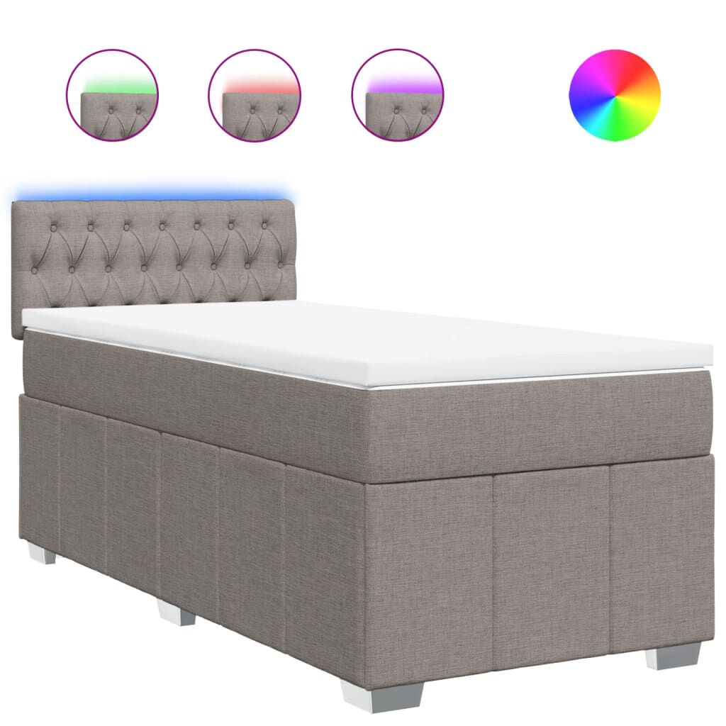 vidaXL Κρεβάτι Boxspring με Στρώμα Taupe 90x190 εκ.Υφασμάτινο