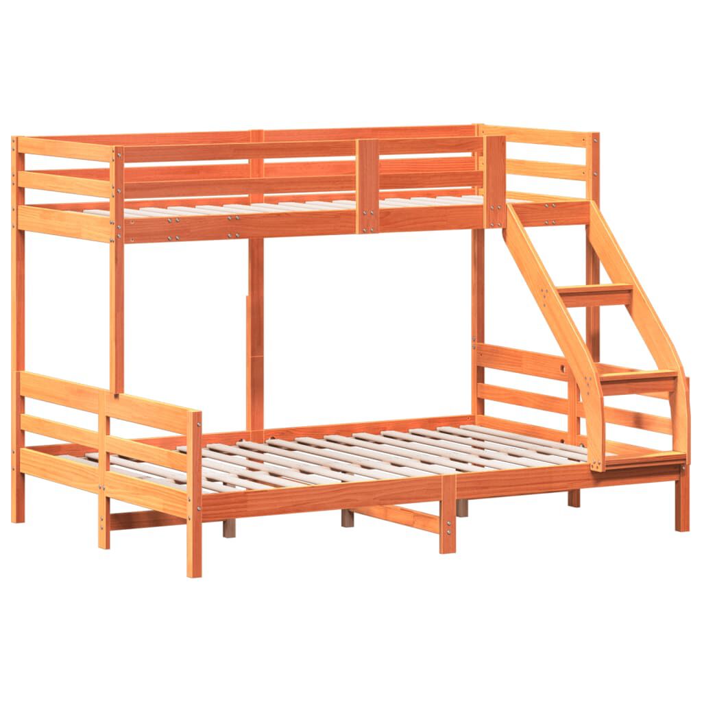 vidaXL Κουκέτα 80x200/140x200 εκ. Καφέ Κεριού από Μασίφ Ξύλο Πεύκου