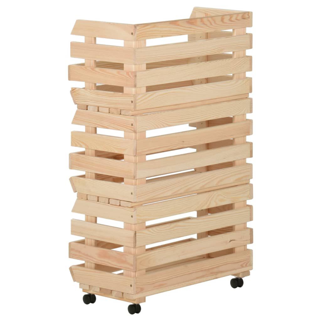 vidaXL Τρόλεϊ Λαχανικών 37 x 30 x 80 εκ. από Μασίφ Ξύλο Πεύκου