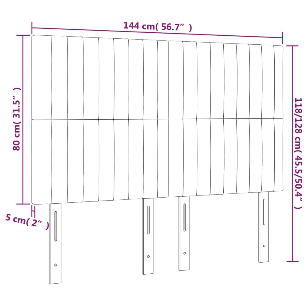 vidaXL Κεφαλάρια Κρεβατιού 4 τεμ. Αν. Γκρι 72x5x78/88 εκ. Βελούδινα