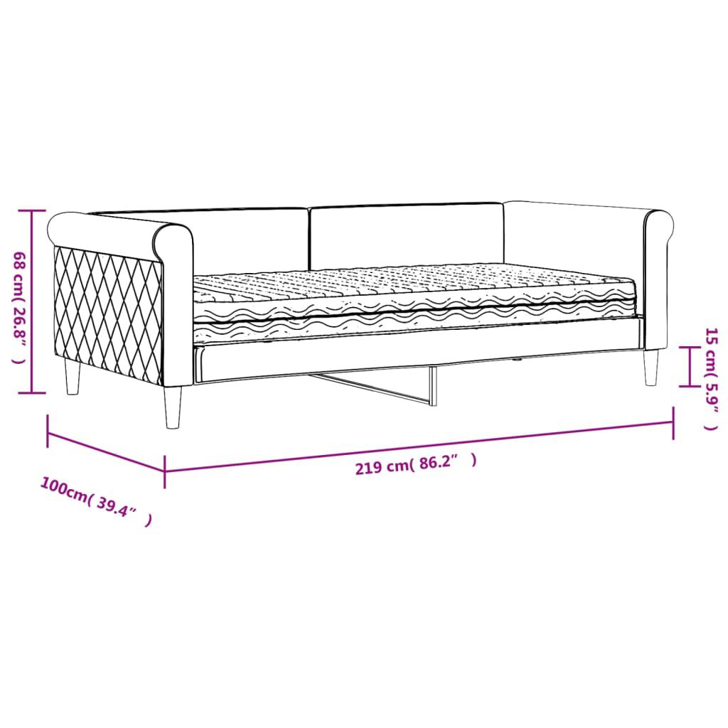 vidaXL Καναπές Κρεβάτι με Στρώμα Ανοιχτό Γκρι 90x190 εκ. Βελούδινος