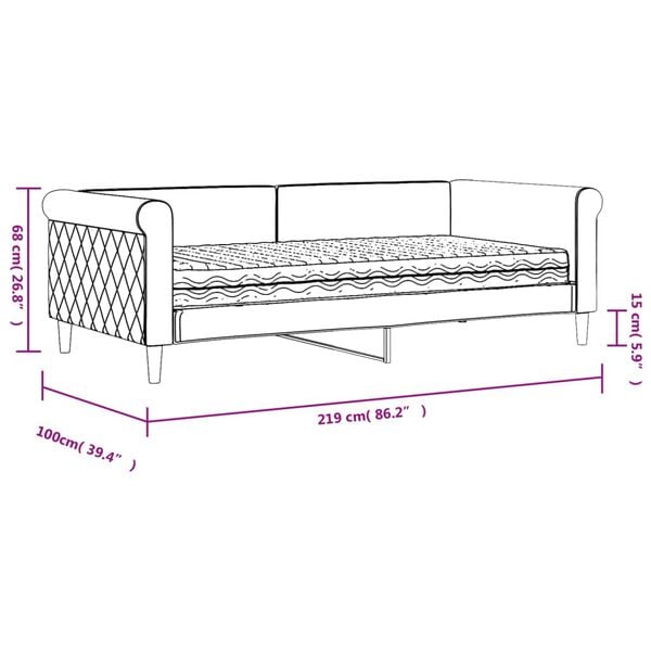 vidaXL Καναπές Κρεβάτι με Στρώμα Ανοιχτό Γκρι 90x190 εκ. Βελούδινος