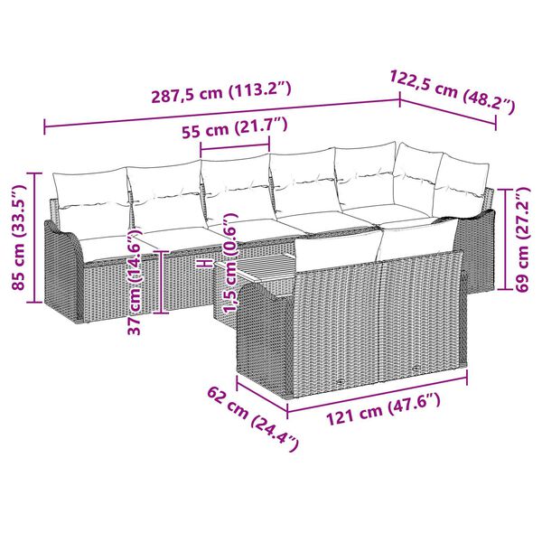vidaXL Σετ Καναπέ Κήπου 9 pcs Γκρι