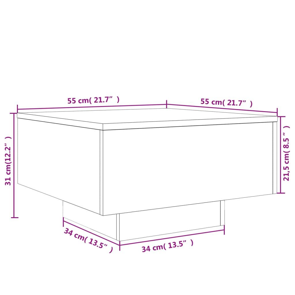 vidaXL Τραπεζάκι Σαλονιού Γκρι Σκυροδ. 55 x 55 x 31 εκ. Επεξεργ. Ξύλο