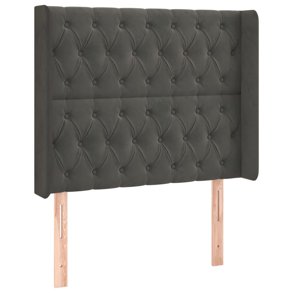 vidaXL Κρεβάτι Boxspring με Στρώμα & LED Σκ. Γκρι 100x200εκ. Βελούδινο