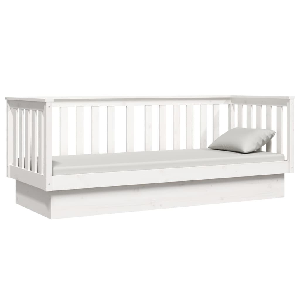 vidaXL Κρεβάτι ημέρας χωρίς στρώμα Λευκό 75x190 cm Στερεό ξύλο πεύκο