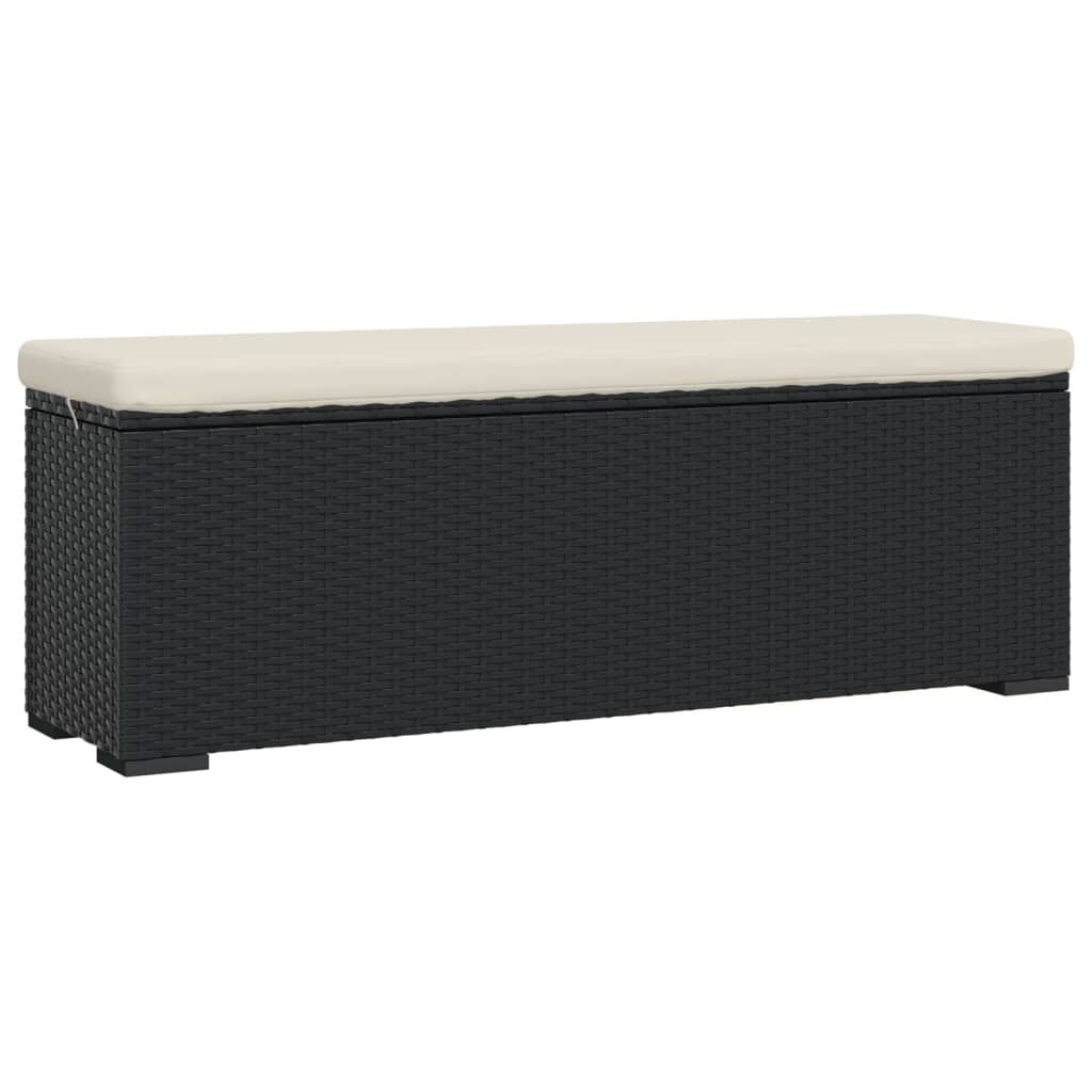 vidaXL Σκαμπό με Μαξιλάρι Μαύρο 110 x 30 x 40 εκ. από Συνθετικό Ρατάν