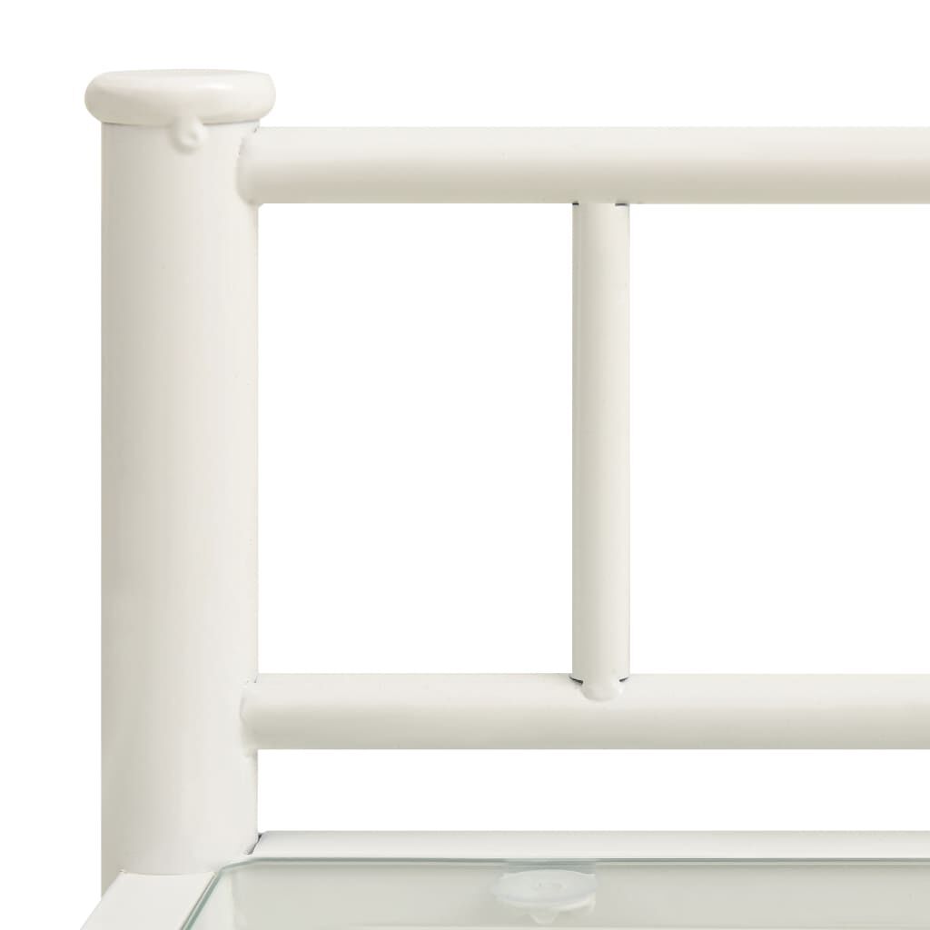 vidaXL Κομοδίνο Λευκό και Διαφανές 45x34,5x60,5εκ. από Μέταλλο & Γυαλί