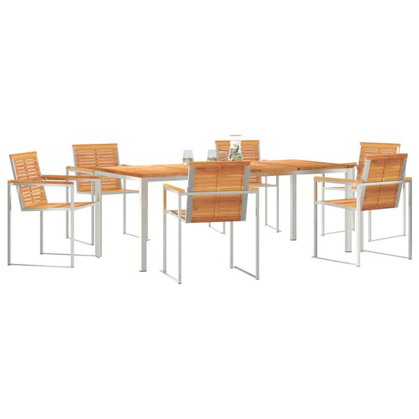 vidaXL Σέτ φαγητού για κήπο 7 pcs Σταθερό Ξύλο Ακακίας