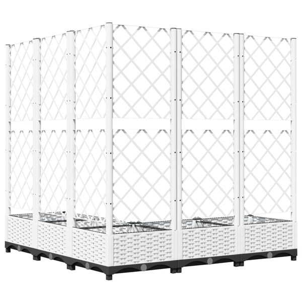 vidaXL Ζαρντινιέρα Κήπου με Καφασωτό Λευκή 120x120x121,5 εκ. Πολυπροπ.