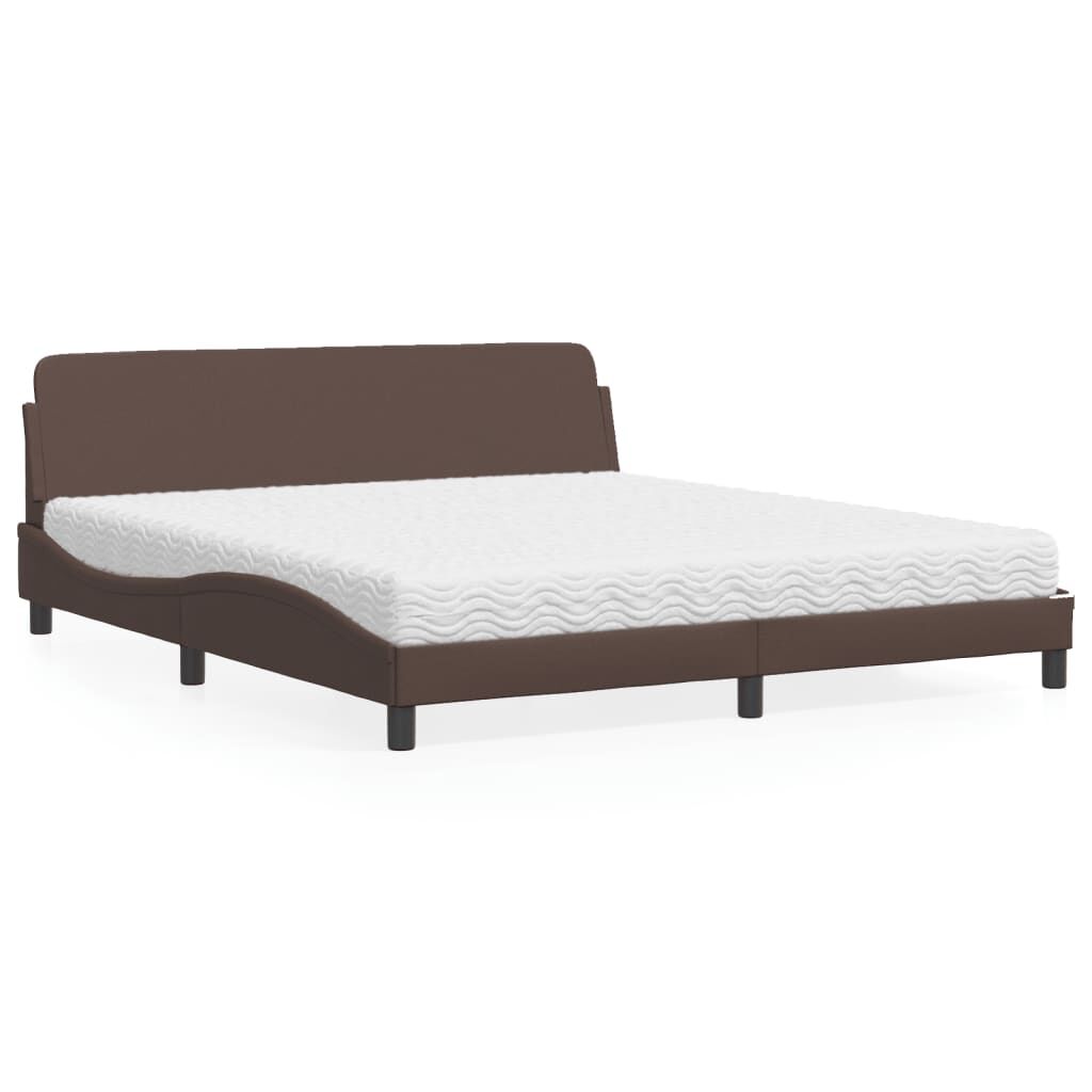 vidaXL Κρεβάτι με Στρώμα Καφέ 180x200 εκ. Συνθετικό Δέρμα