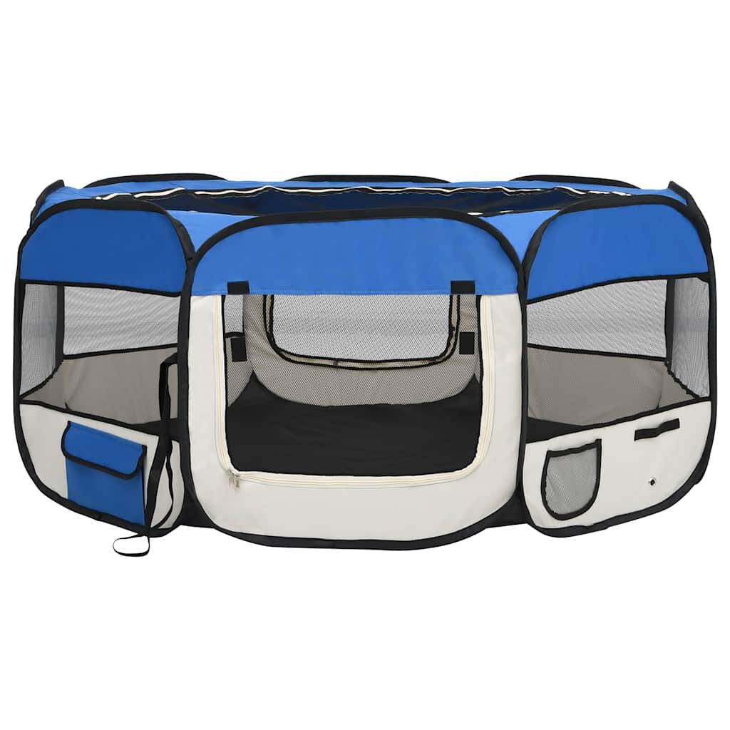 vidaXL Πάρκο Σκύλου Πτυσσόμενο Μπλε 145x145x61 εκ. με Σάκο Μεταφοράς