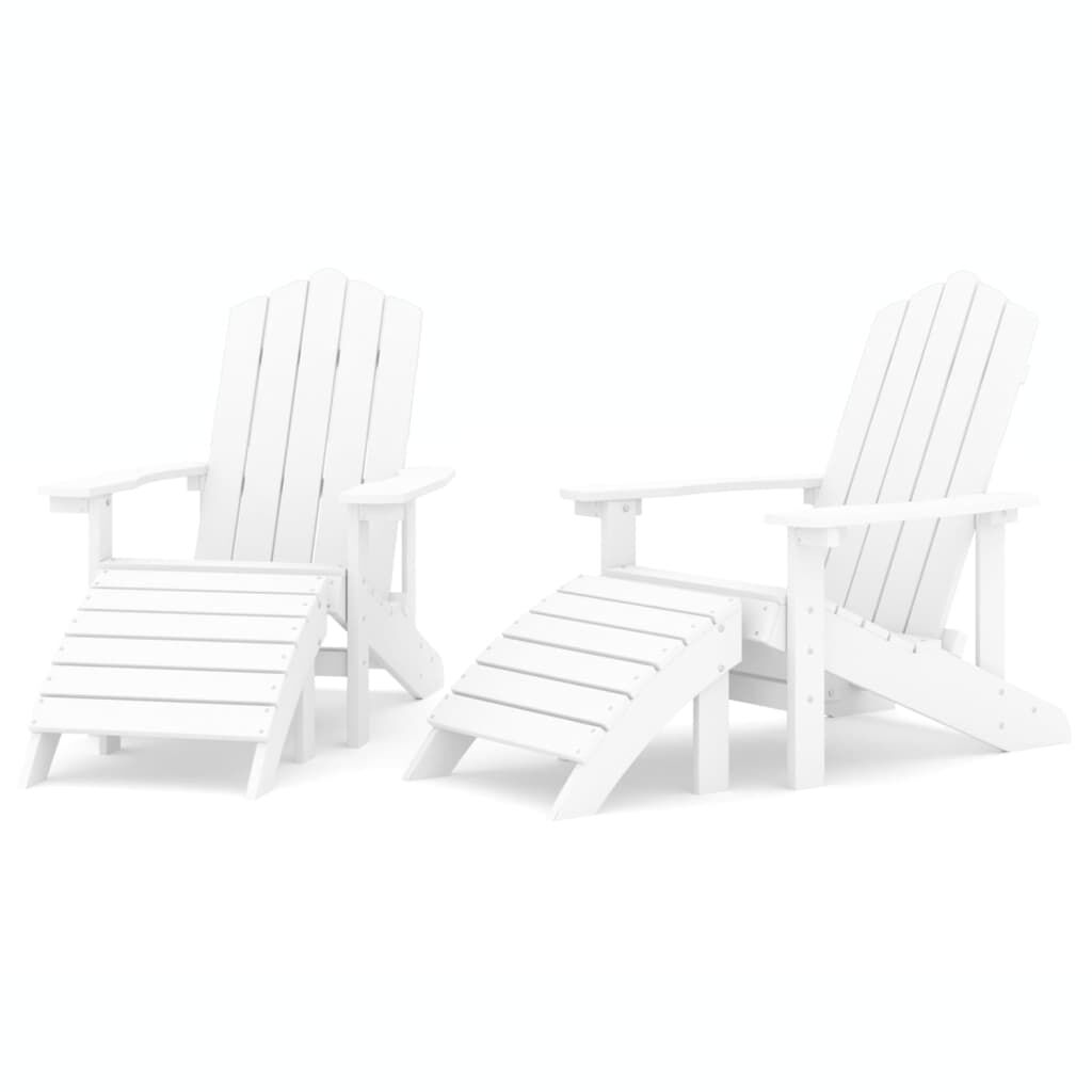 vidaXL Καρέκλες Κήπου Adirondack 2 τεμ. Λευκές από HDPE με Υποπόδια