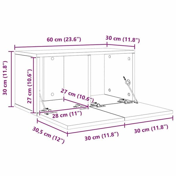 vidaXL Σετ επίπλου τηλεόρασης 4 pcs Παλαιό ξύλο 60 x 30 x 30 cm