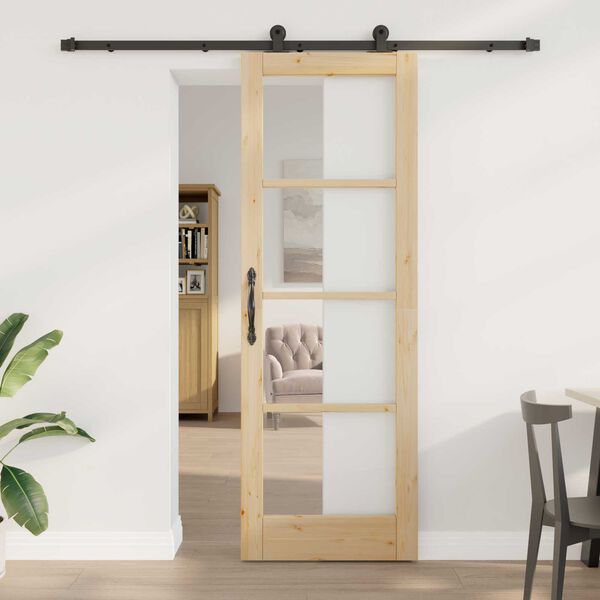 vidaXL Συρόμενη Πόρτα ORKDAL Καφέ 73.5 x 211 εκ Ξύλο και μέταλλο