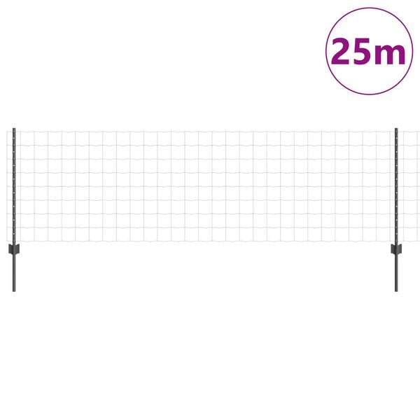 vidaXL Φράχτης με Στήλες. Γκρι 0.8 x 25 m Ατσάλι
