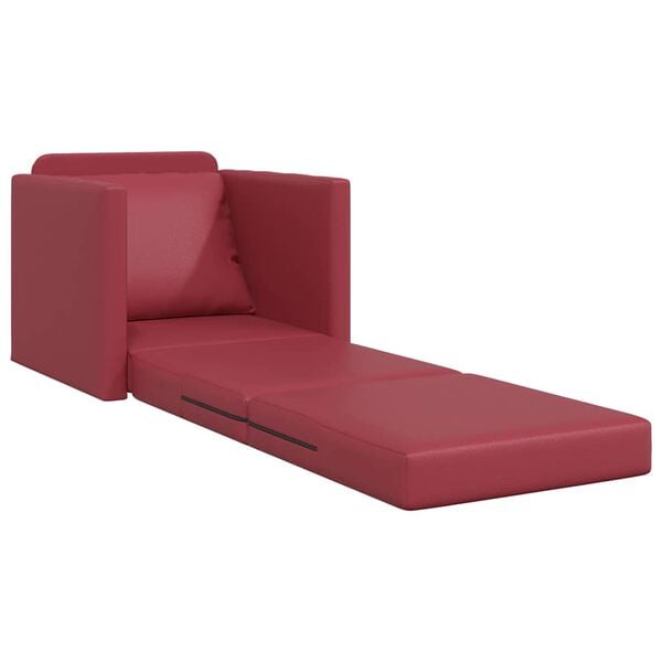 vidaXL Καναπές-Κρεβάτι Δαπέδου 2σε 1 Μπορντό 112x174x55εκ. Συνθ. Δέρμα