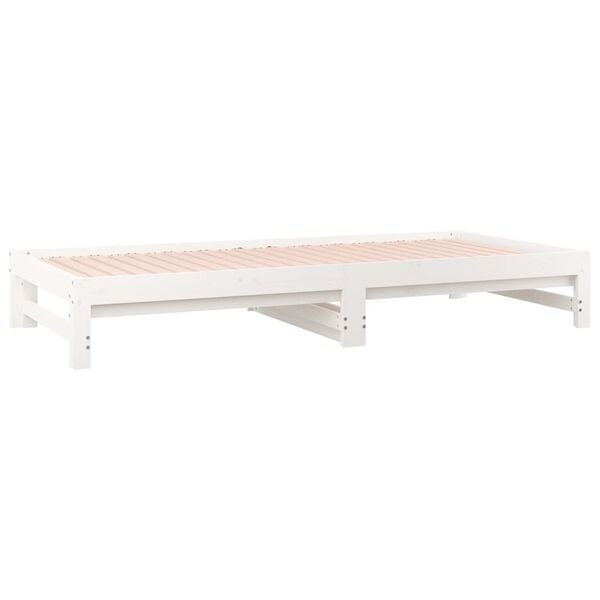 vidaXL Καναπές Κρεβάτι Συρόμενος Λευκός 2x(90x200) εκ. Μασίφ Πεύκο