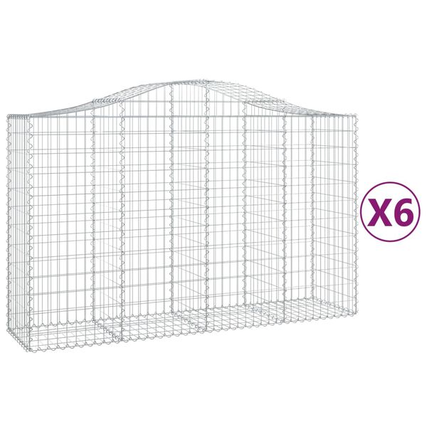 vidaXL Συρματοκιβώτια Τοξωτά 6 τεμ. 200x50x120/140 εκ. Γαλβαν. Ατσάλι