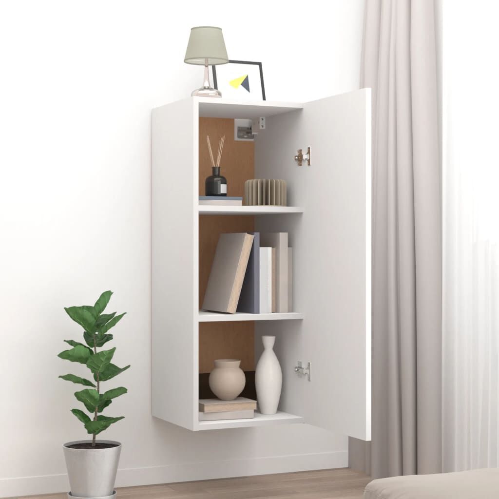 vidaXL Ντουλάπι Τοίχου Λευκό 34,5x34x90 εκ. Επεξεργασμένο Ξύλο