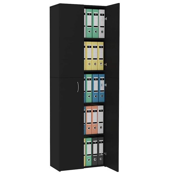 vidaXL Ντουλάπα Γραφείου Μαύρη 60 x 32 x 190 εκ. από Επεξ. Ξύλο