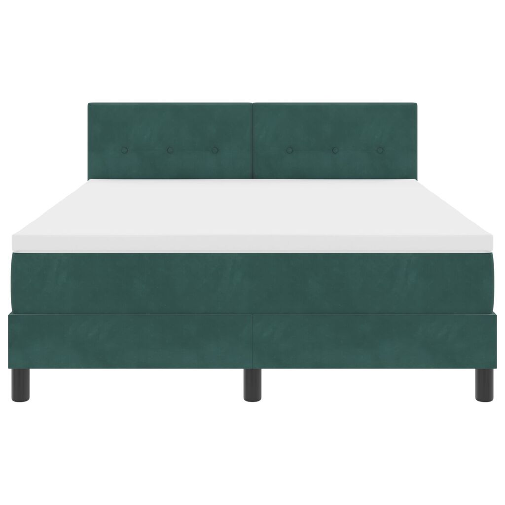 Κρεβάτι Box Spring με Στρώμα vidaXL Σκούρο Πράσινο 140x200 εκ Βελούδο