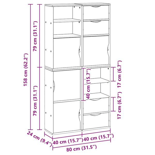 vidaXL Πλαϊνά ντουλάπια 4 τεμ. ODDA 40x24x79 εκ. από Μασίφ Ξύλο Πεύκου