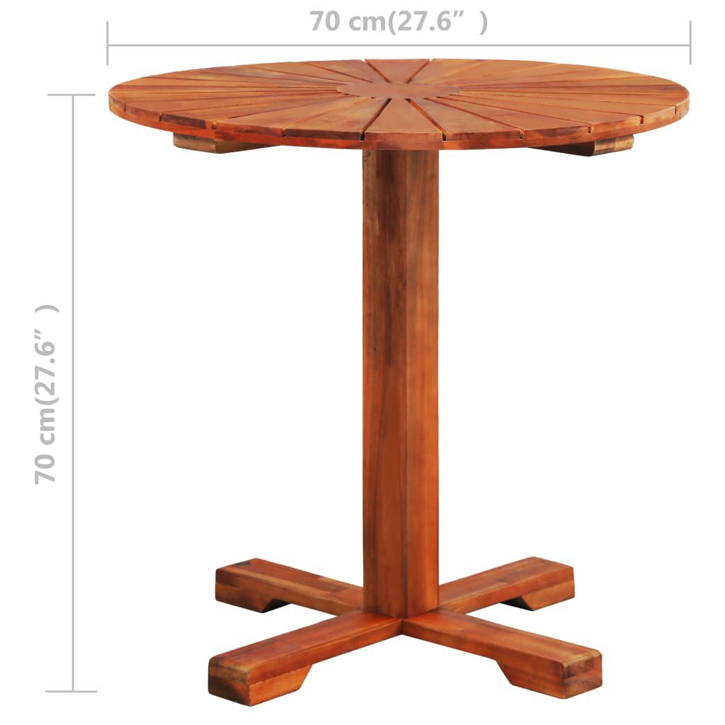 vidaXL Τραπέζι Bistro 70 x 70 εκ. από Μασίφ Ξύλο Ακακίας