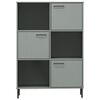vidaXL Βιβλιοθήκη OSLO Γκρι 90x35x128,5 εκ. Μασίφ Ξύλο με Μετ. Πόδια