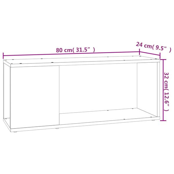 vidaXL Έπιπλο Τηλεόρασης Μαύρο 80 x 24 x 32 εκ. από Επεξ. Ξύλο