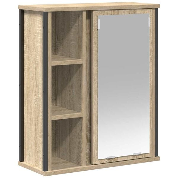 vidaXL Ντουλάπι Μπάνιου με Καθρέφτη Sonoma δρυς 50x21x60 εκ.