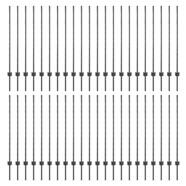 vidaXL Πό posts φράχτη 88 pcs Γκρι 160 cm Ατσάλι