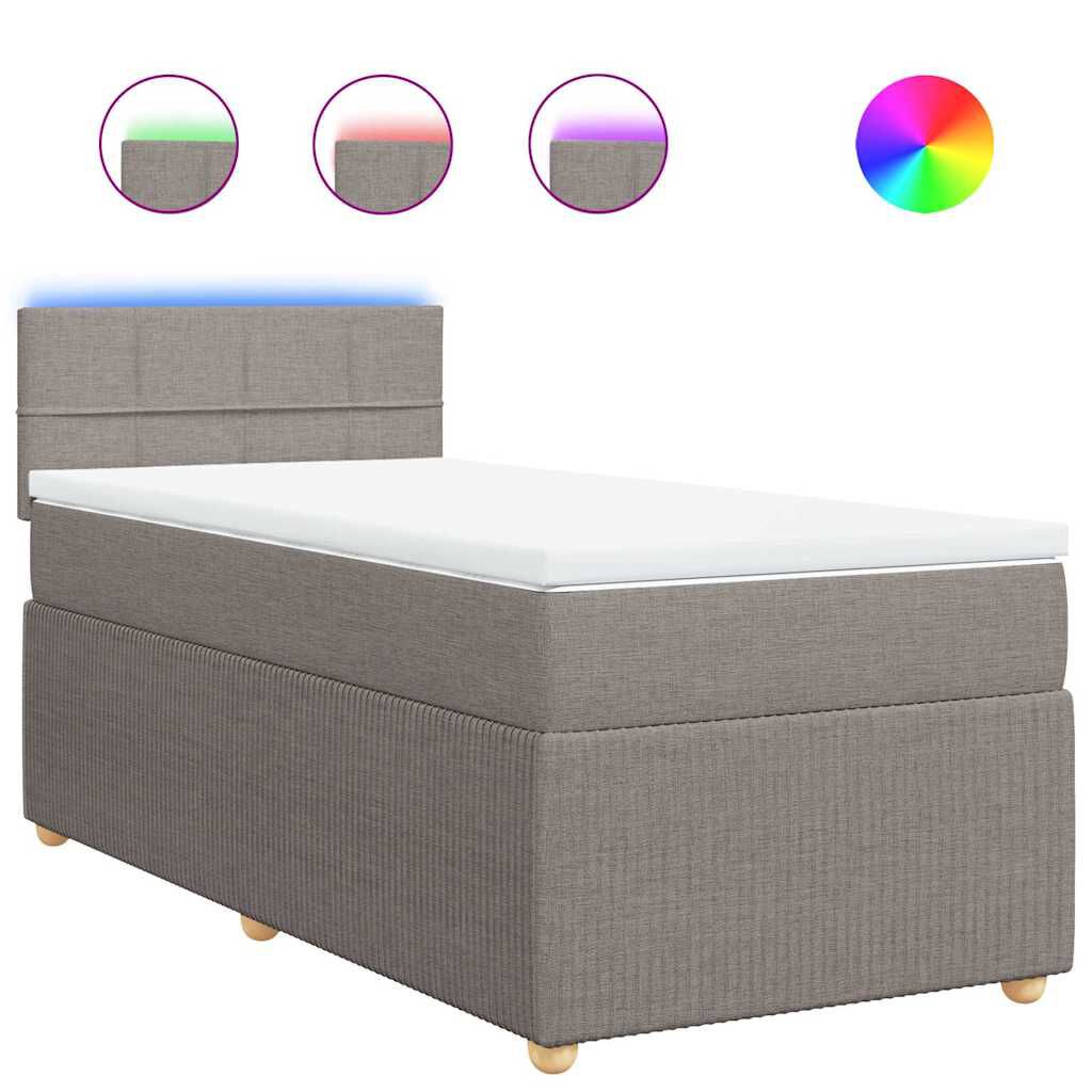 vidaXL Κρεβάτι Boxspring με Στρώμα Taupe 100 x 200 εκ. Υφασμάτινο