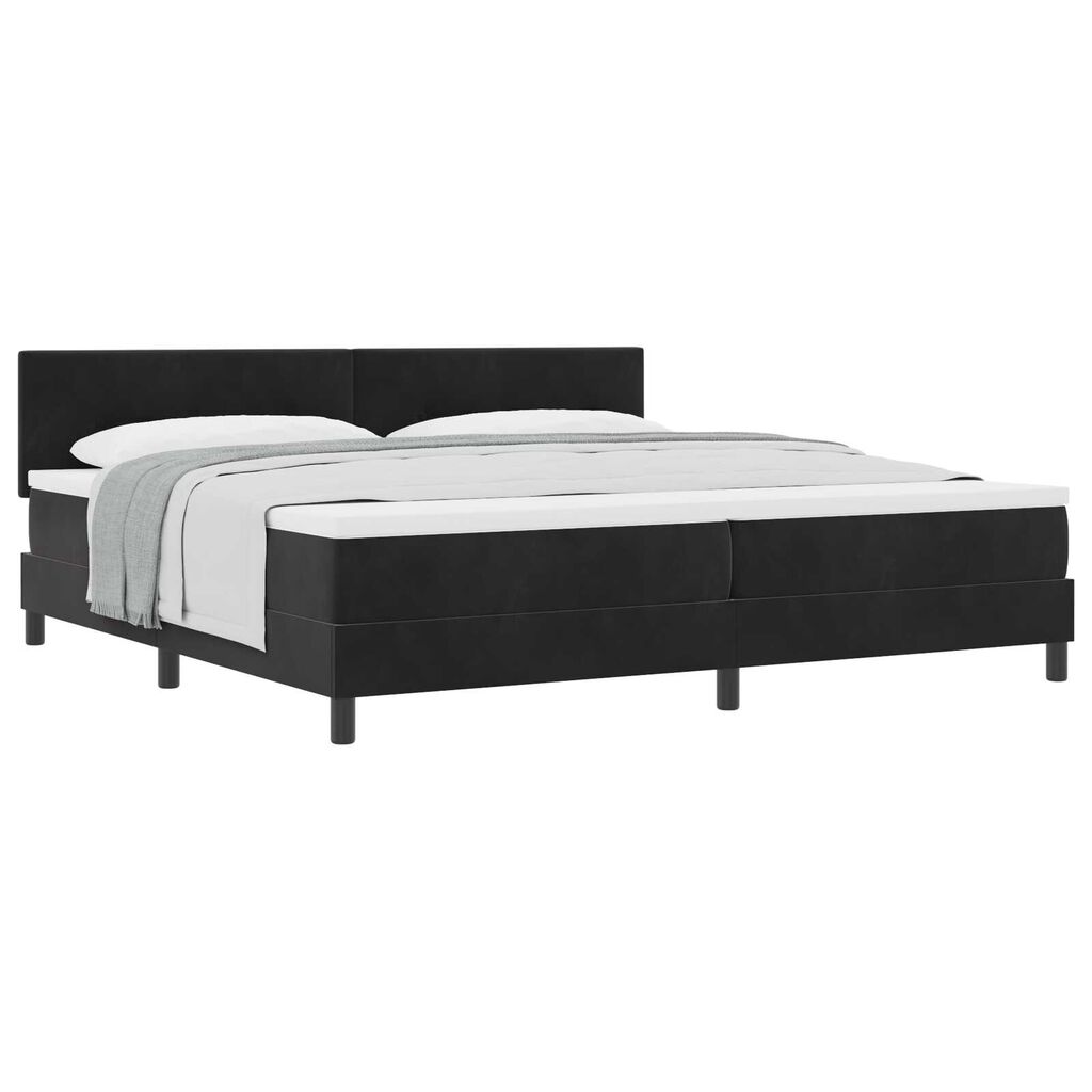 vidaXL Κρεβάτι Box Spring με Στρώμα Μαύρο 200x200 εκ Βελούδο