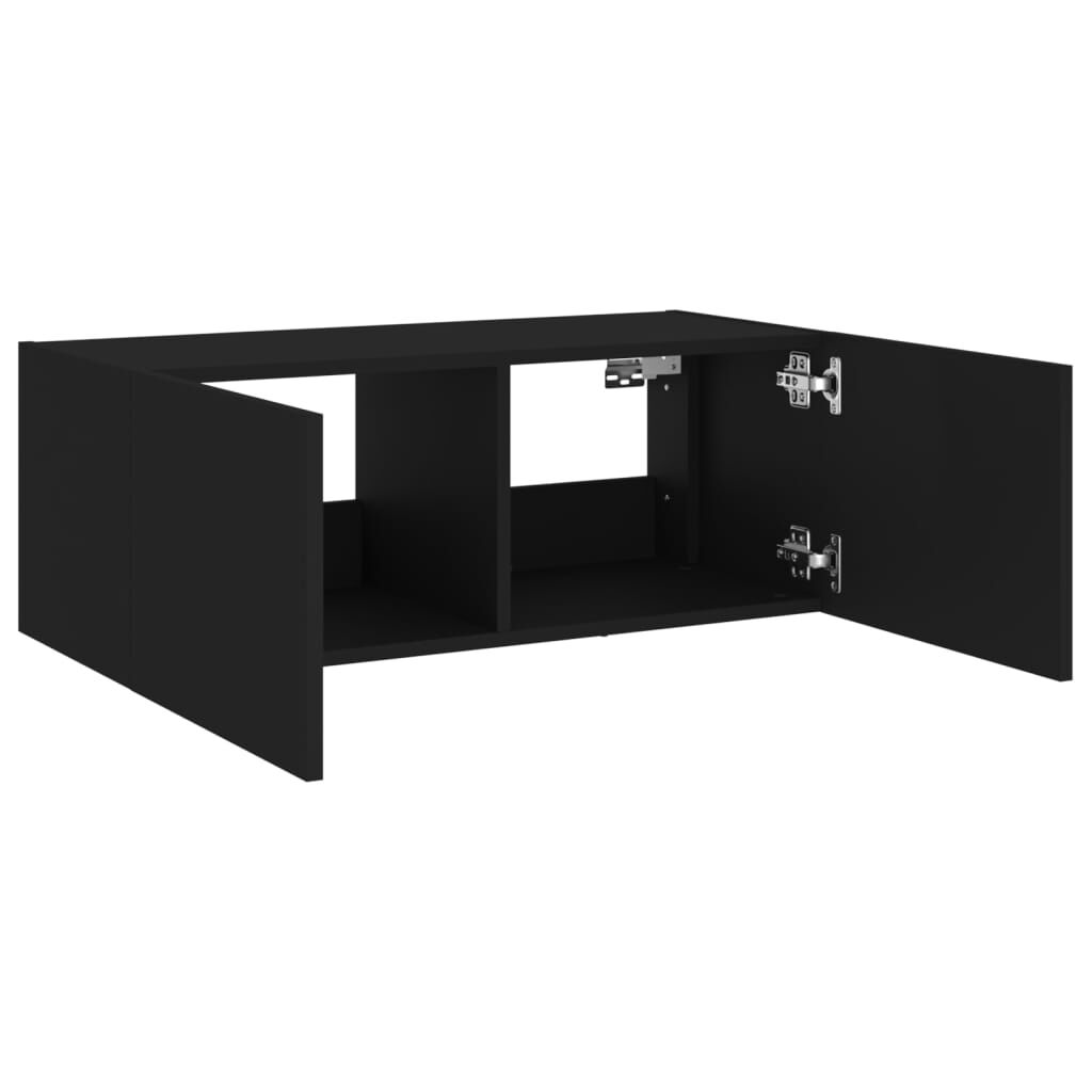 vidaXL Έπιπλο Τοίχου Τηλεόρασης με LED Μαύρο 80x35x31 εκ.
