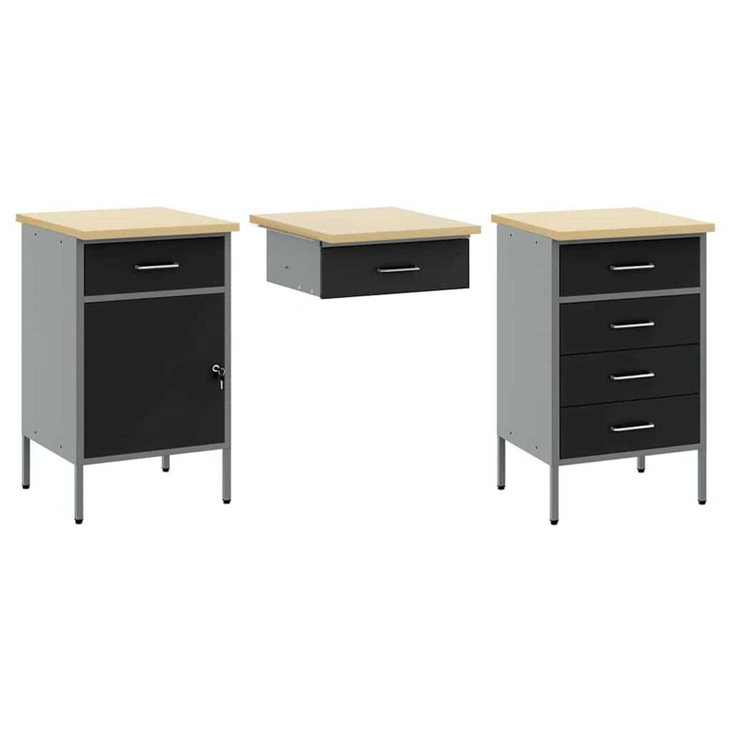 vidaXL Ντουλάπα Εργασίας με συρτάρι 8 pcs Μαύρο 150 x 55 x 200 εκ
