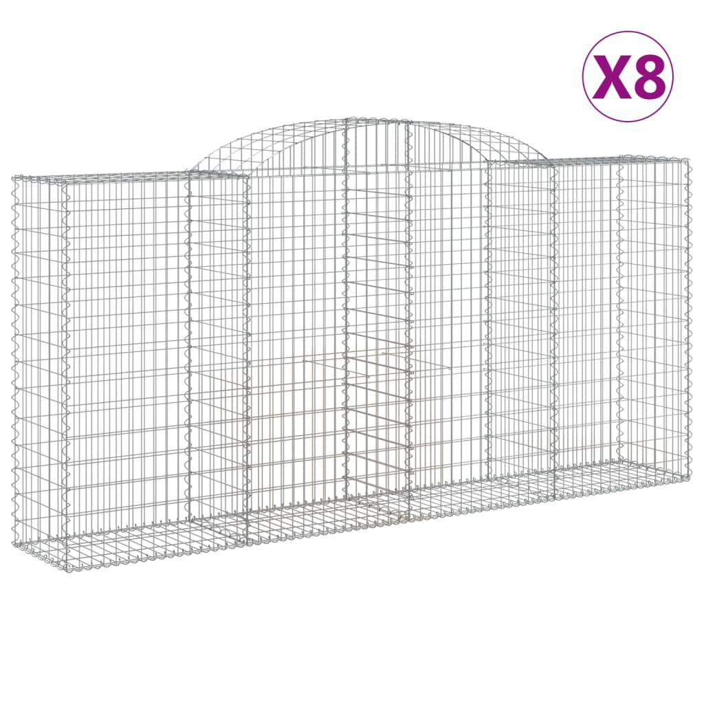 vidaXL Συρματοκιβώτια Τοξωτά 8 τεμ. 300x50x140/160 εκ. Γαλβαν. Ατσάλι