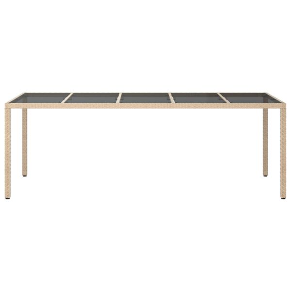 vidaXL Τραπέζι Κήπου Μπεζ 250x100x75 εκ. Ψημένο Γυαλί/Συνθετικό Ρατάν