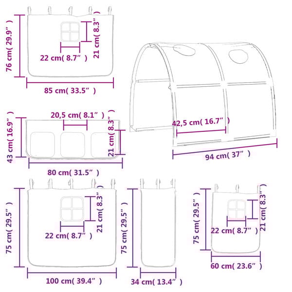 vidaXL Υπερυψ. Κρεβάτι με Τούνελ Ροζ 80 x 200 εκ. Μασίφ Ξύλο Πεύκου