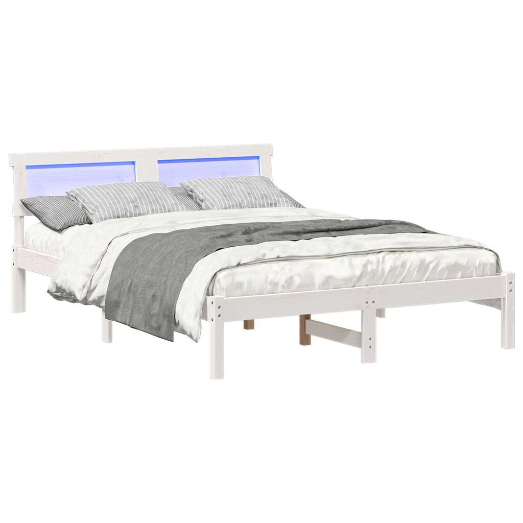 vidaXL Σκελετός Κρεβατιού Λευκό 135 x 190 cm Συμπαγές ξύλο πεύκου
